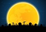 Halloween Graveyard Cross Grave Stock Photo