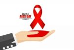 Aids Awareness Red Ribbon. World Aids Day Stock Photo