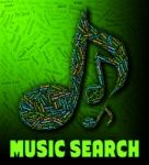 Music Search Shows Gathering Data And Analysis Stock Photo