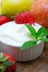 Fruits And Yogurt Stock Photo