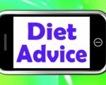 Diet Advice On Phone Shows Weightloss Knowledge Stock Photo