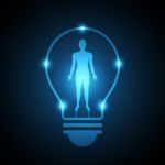 Technology Future Human Body Light Bulb Stock Photo