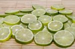 Round Slices Of Lime Fruit Stock Photo