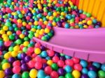 Dry Children's Pool With Colorful Balls Stock Photo