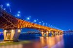 Seongsu Bridge At Night In Seoul,korea Stock Photo