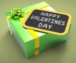 Happy Valentines Day Present Shows Romantic Celebration Or Valen Stock Photo