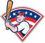 American Baseball Player Batting Cartoon Stock Photo