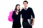 Smiling Young Teenage Students Stock Photo