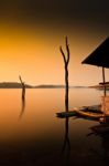 Floating Cottage On The Edge Of The Lake Stock Photo