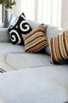 Decorative Pillow Natural Fabric On Sofa In House Stock Photo