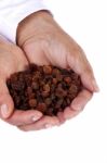 Hands With Raisins Stock Photo