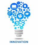 Innovation Lightbulb Shows Creativity Breakthrough And Ideas Stock Photo