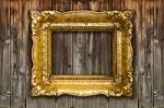 Old Big Retro Gold Picture Frame Stock Photo