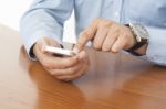 Man With Smart Phone On Hand Stock Photo