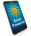 Solar Powered On Mobile Shows Alternative Energy And Sunlight Stock Photo