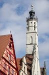 Old Clock Tower In Rothenburg Stock Photo