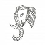 Bull  Elephant Head Doodle Art Stock Photo