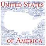 Usa State Map Tag Cloud  Illustration Stock Photo