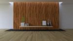 3d Empty Room With Bamboo Wall Stock Photo