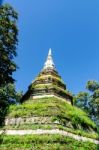 Old Pagoda Made From Brick With Tree And Blue Sky Stock Photo