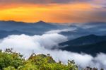 Seoraksan Mountains Is Covered By Morning Fog And Sunrise In Seoul,korea Stock Photo