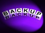 Backup Dice Mean Store Restore Or Transfer Documents Or Files Stock Photo