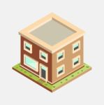 Flat 3d Isometric House -  Illustration Stock Photo