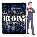 Tech News Indicates Newspaper Newsletter And Newspapers 3d Rendering Stock Photo