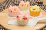 Cotton Wool Cake. Thai Dessert (steam Cup Cake) Stock Photo