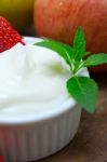 Fruits And Yogurt Stock Photo