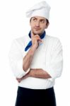 Skilled Chef Thinking Something Stock Photo