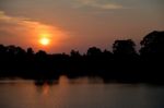 Sunset On River In The Summer , Evening Sky , Landscape , Backgrounds Stock Photo