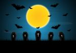 Halloween Coffin Moon Bat  Stock Photo