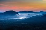 Sunrise At Phu Tok Stock Photo