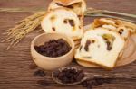 Dry Raisin With Bread Stock Photo