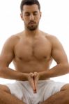 Man Practicing Yoga Stock Photo