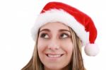 Sexy Girl Wearing Santa Hat Stock Photo