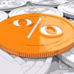 Percentage Coin Shows Interest  Earn And Owed Stock Photo