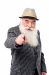 Senior Man Pointing Towards You Stock Photo