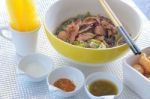 Fine Cut White Rice Noodle Stock Photo