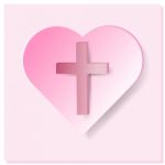 True Cross In Pink Heart On Pink Background Stock Photo