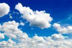 Blue Sky With Many White Clouds Stock Photo