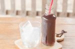 Bottle Of Black Coffee With Ice Stock Photo