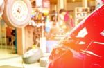 Car Parked At Repair Garage Stock Photo