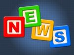 News Kids Blocks Indicates Social Media And Article Stock Photo