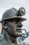 Pit To Port Coal Miner Sculpture Cardiff Bay Stock Photo