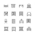 Furniture Icon Set On White Background Stock Photo