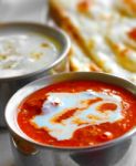 Indian Curry Raitha And Roti Closeup  Stock Photo