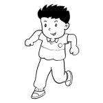 Hand Drawing Of Boy Running - Illustration Stock Photo