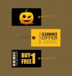 Happy Halloween. Sale Coupon, Voucher And Tag Stock Photo